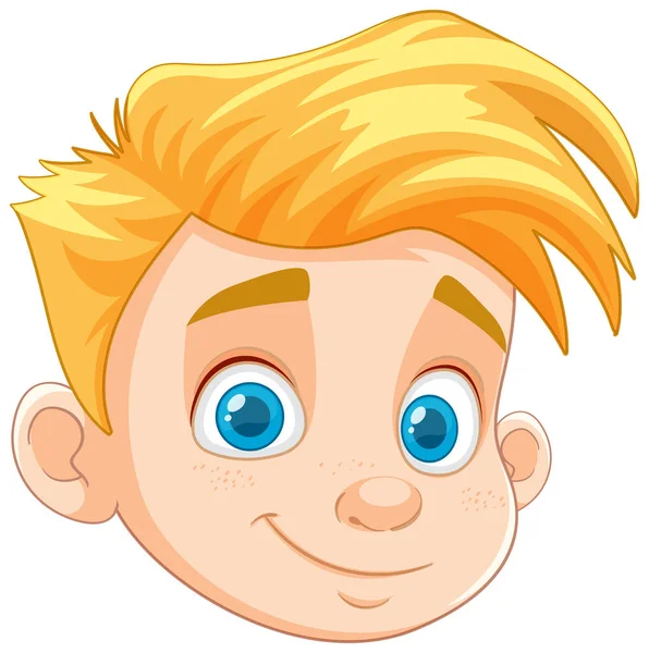 Lächelnder Hübscher Junge Mit Blonden Haaren Und Blauen Augen — Stockvektor