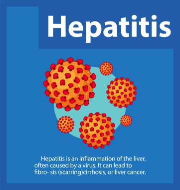 Hepatit virüsü hücresini tasvir eden ayrıntılı karikatür tarzı çizim