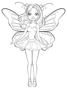 Karmaşık kanatlı bir perinin büyüleyici vektör çizimi