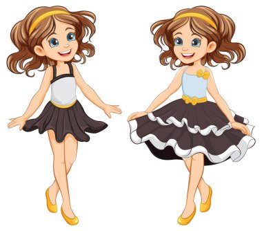 Bir fantezi partisinde prenses gibi giyinmiş bir grup kız çizgi film karakteri.