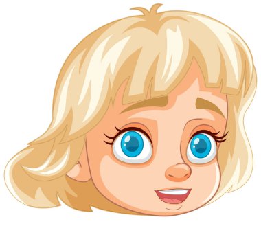 Kısa sarı saçlı bir kızın neşeli bir temsili.