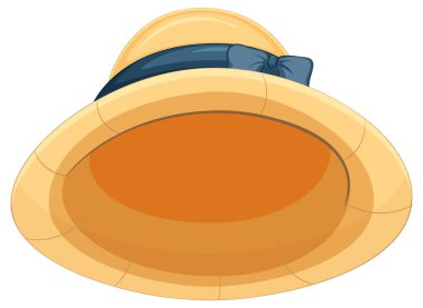 İzolasyonda hasır şapka giyen bir kadının vektör karikatürü.