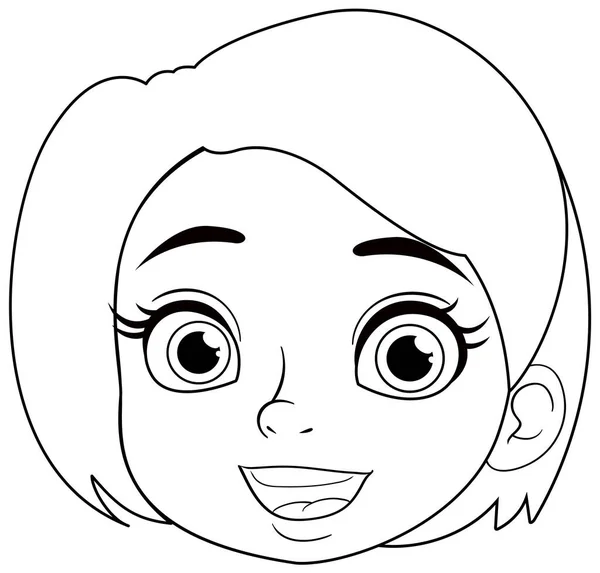 Vektorové Kreslené Ilustrace Roztomilé Dívky Krátkými Vlasy Úsměvem — Stockový vektor