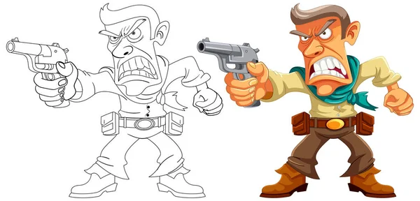 Vektor Illustration Arg Cowboy Som Håller Pistol — Stock vektor