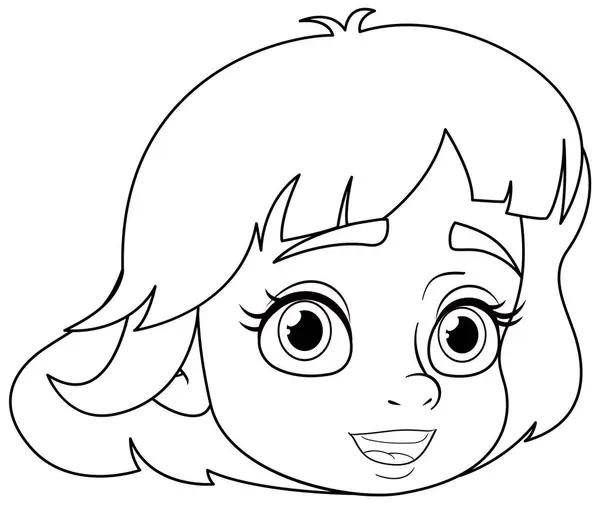 かわいいベクター漫画スタイルで描かれた短い髪の陽気な少女 — ストックベクタ