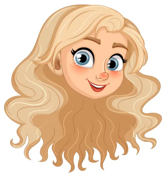 Vektorové Kreslené Ilustrace Dívky Krásným Úsměvem Dlouhými Blond Vlasy Stock Ilustrace