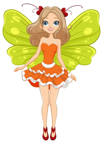 Tuhaf çizgi film tarzında kelebek kanatları olan güzel bir peri.