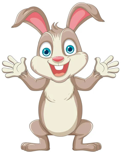 Eine Niedliche Und Fröhliche Kaninchen Cartoon Figur Mit Einem Lächeln — Stockvektor
