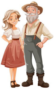 Kırsal kesimdeki çiftçilerin neşeli bir çizimi.