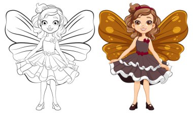 Renkli bir parti elbisesi giymiş sevimli bir prenses.