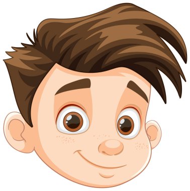 Kahverengi saçlarını ve kahverengi gözlerini gösteren dostane bir gülümsemesi olan çekici bir çocuk.