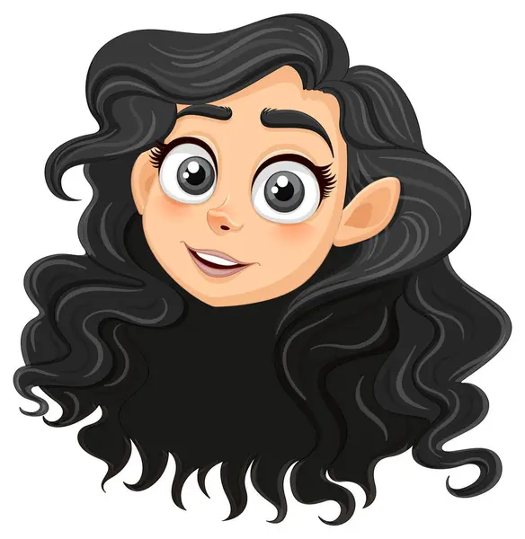 長い黒い髪と魅惑的な目を持つ素晴らしい女性ティーン — ストックベクタ