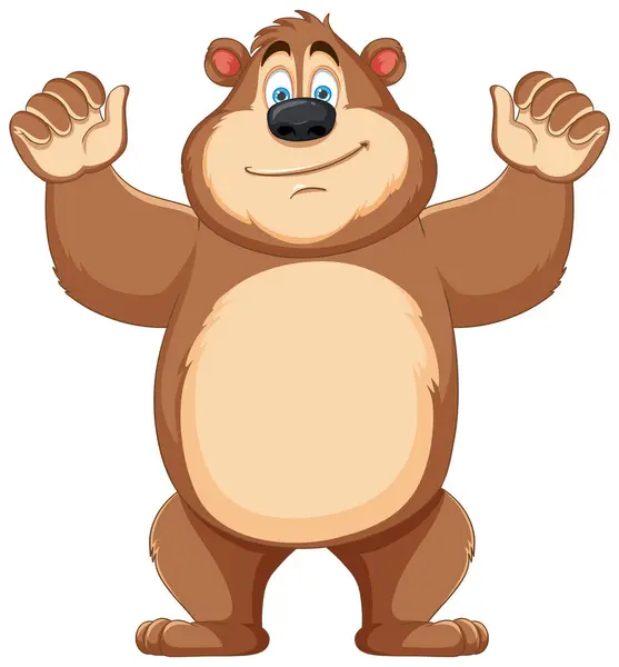 Радостный Содержательный Медведь Изображенный Иллюстрации Мультяшном Стиле — стоковый вектор