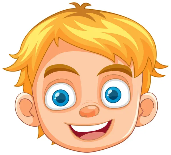 一个快乐的小男孩 金发蓝眼睛笑着 — 图库矢量图片