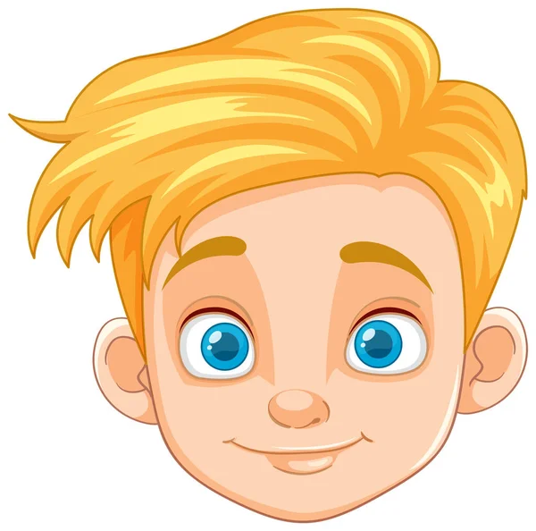 Uma Encantadora Ilustração Desenho Animado Menino Com Cabelo Amarelo Olhos — Vetor de Stock