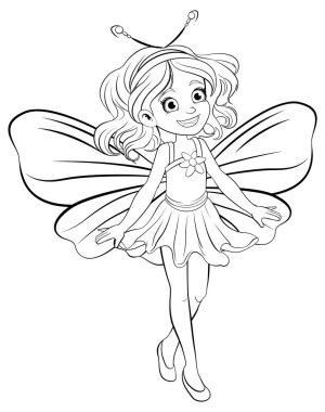 Çizgi film tarzında büyüleyici ve büyüleyici bir peri çizimi.