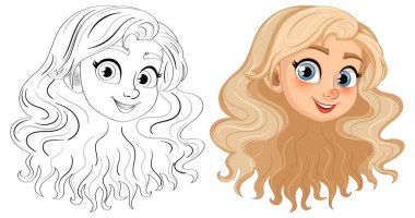 Çekici, uzun saçlı neşeli bir sarışın kız.