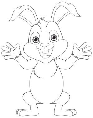 Neşeli bir tavşanın, şirinlik ve neşe saçan harika bir çizimi.