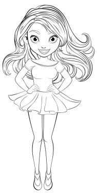 Şık giyinmiş çekici bir kadının vektör karikatür çizimi