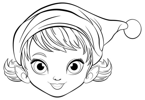 Noel Şapkası Takan Bir Kızın Hoş Bir Çizimi — Stok Vektör