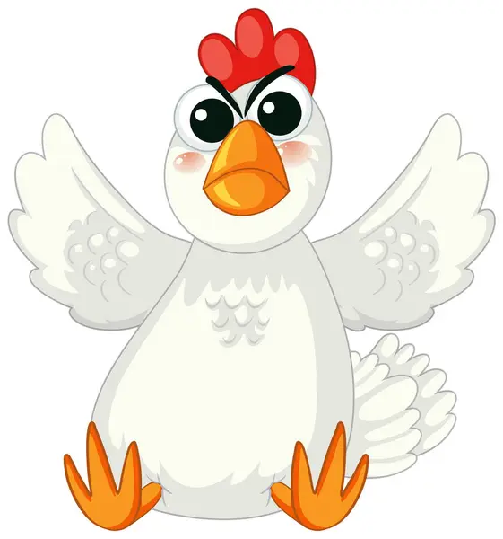 Angry Chicken Sitting Cartoon Style Vector Illustration — Stock Vector