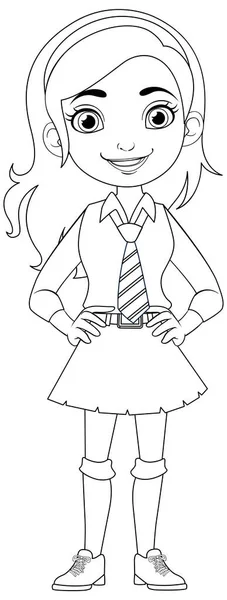 学校の制服に立って笑顔で美しい漫画のキャラクター ロイヤリティフリーのストックイラスト