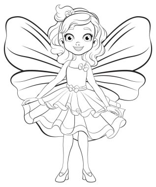 Basit bir taslak şeklinde tasvir edilmiş büyüleyici bir peri.