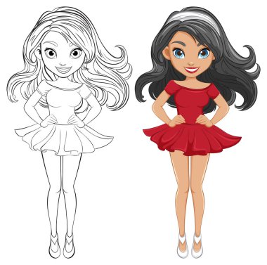 Renklendirme sayfaları için karalama çizgisi olan vektör çizgi karakteri