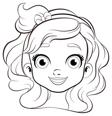Kafası çizilmiş neşeli bir kızın vektör çizimi