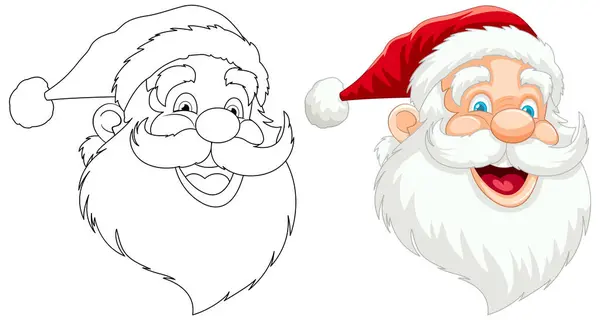 Père Noël Joyeux Avec Gribouille Esquissée Pour Coloration — Image vectorielle