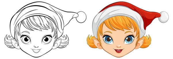 Una Deliciosa Ilustración Dibujos Animados Una Niña Con Sombrero Navidad — Archivo Imágenes Vectoriales
