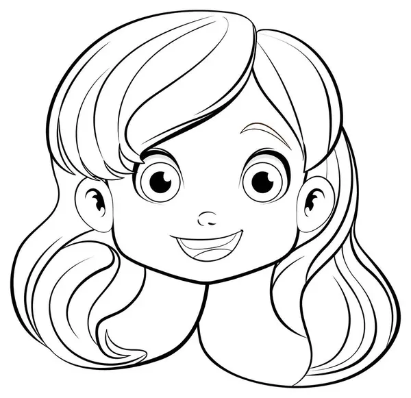 幸せな笑顔で少女キャラクターの陽気なベクターイラスト — ストックベクタ