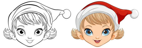 Adorable Chica Dibujos Animados Con Sombrero Navidad — Archivo Imágenes Vectoriales