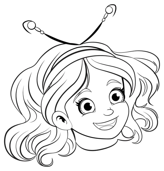 Een Vrolijk Meisje Cartoon Hoofd Dragen Een Stijlvol Hoofd Accessoire Stockillustratie