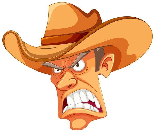 Vektor Karikatur Eines Wütenden Cowboys Mit Hut lizenzfreie Stockillustrationen