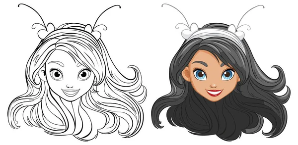 Vektorové Kreslené Ilustrace Krásné Ženy Dlouhými Vlasy Sobě Luxusní Vlasy Stock Ilustrace