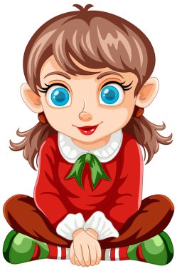 Çizgi filmdeki büyük mavi gözlü kız gülümsüyor..