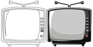 Anten ve düğmeli iki retro televizyon.