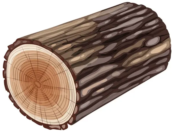 Realistyczna Drewniana Kłoda Szczegółowymi Pierścieniami Drzew Grafika Wektorowa