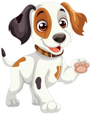 Neşeli benekli köpek dostça bir jestle