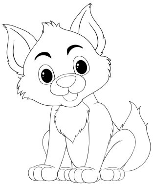 Mutlu bir köpek yavrusunun siyah beyaz çizimi