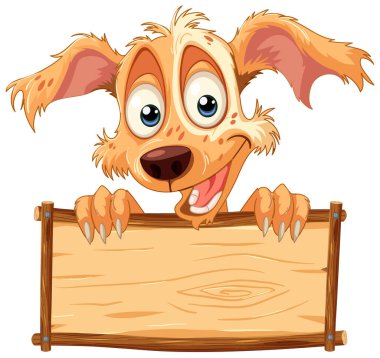 Çizgi film köpeği boş tabeladan dikizliyor..