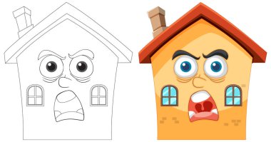 Anlamlı antropomorfik yüzlü iki ev