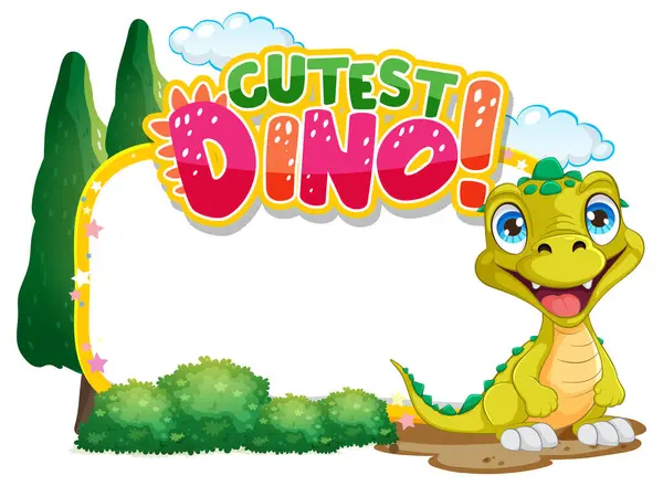 Cute Cartoon Dinosaur Vibrant Nature Backdrop — Stock Vector
