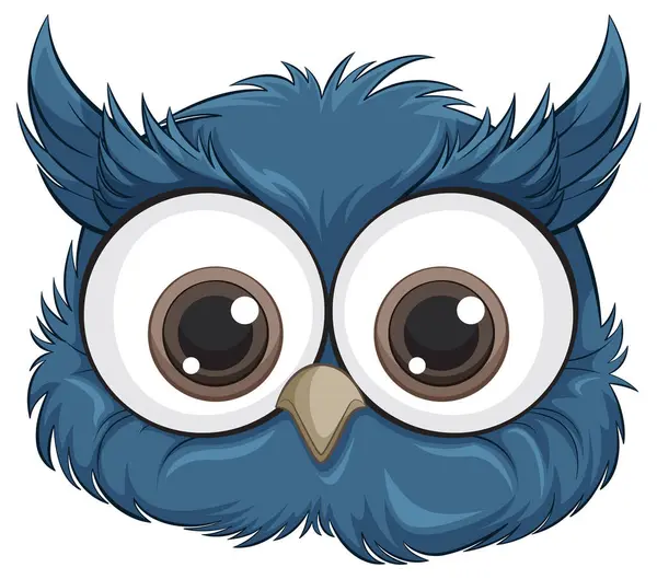 可爱的卡通猫头鹰 有超大的表达的眼睛 — 图库矢量图片