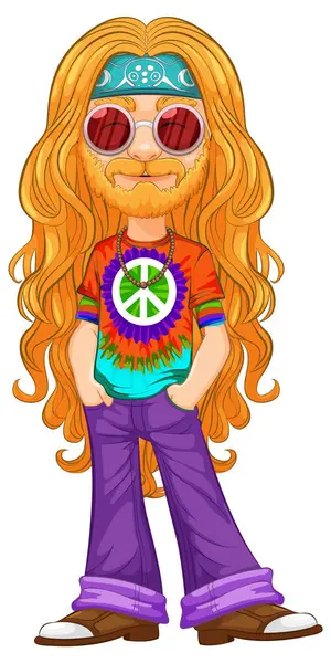 Colorful Hippie Peace Symbol Sunglasses — Stock Vector