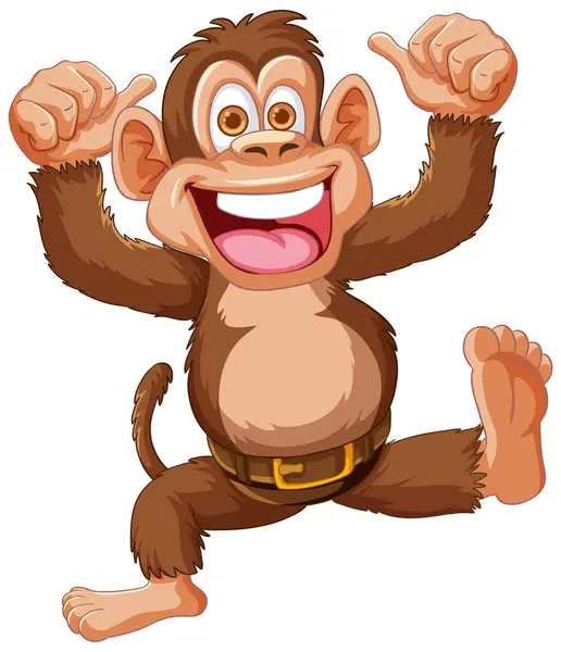 Çizgi Film Maymunu Büyük Bir Gülümsemeyle Dans Ediyor Telifsiz Stok Illüstrasyonlar
