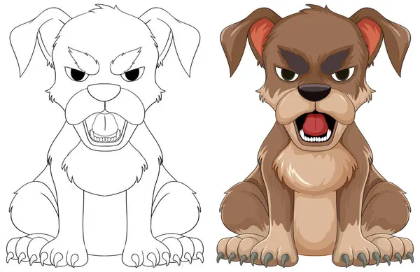 Vector Graphic Van Twee Grommende Cartoon Honden Stockillustratie