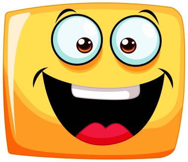 Parlak, mutlu kare emoji, kocaman bir gülümsemeyle.