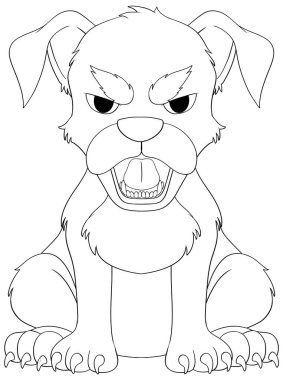 Black and white illustration of a fierce dog clipart
